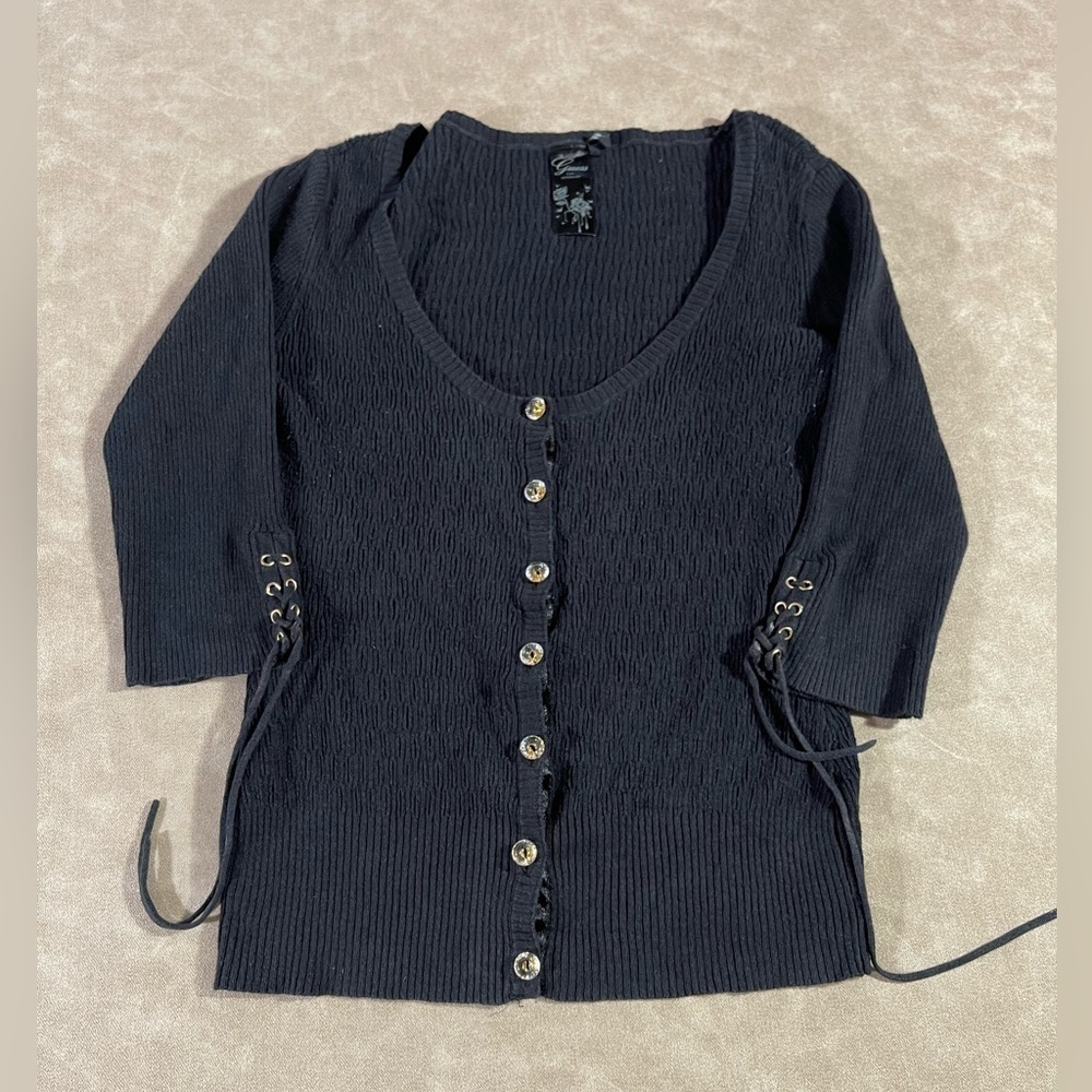 Guess Los Angeles‎ Lace Black Button Down Cardigan Women’s M
